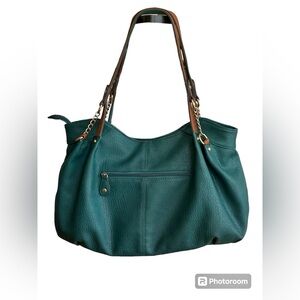 Black Rivet teal vegan leather hobo bag